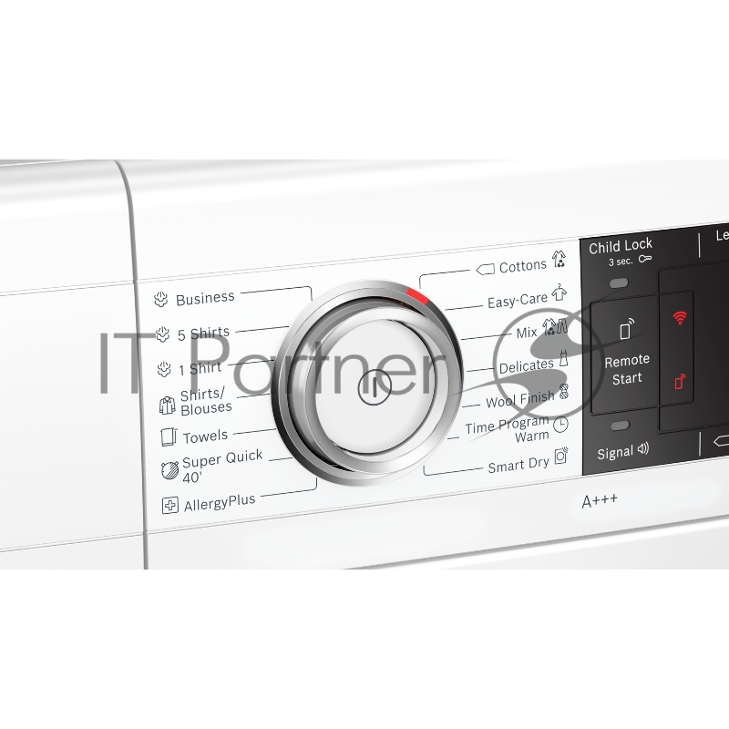 Serie 8, 9 кг, cушильная машина с тепловым насосом, A++, Home Connect, smartDry - беспроводная связь между стиральной и сушильной машиной, Iron Assist - освежение и уменьшение складок паром, AutoClean - самоочистка ворсового фильтра, antiVibration, 1