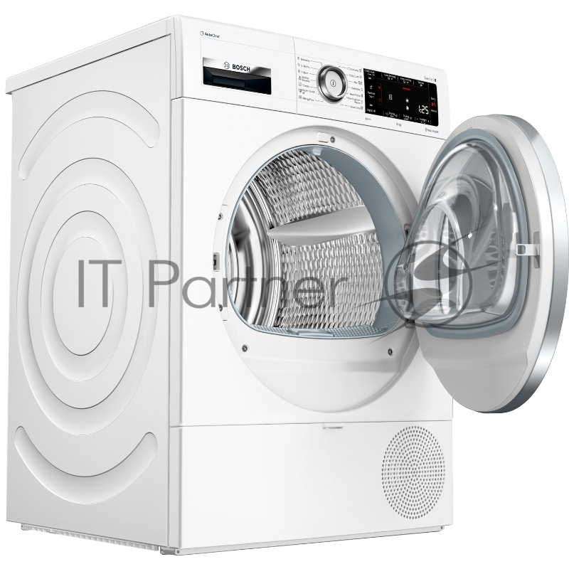 Serie 8, 9 кг, cушильная машина с тепловым насосом, A++, Home Connect, smartDry - беспроводная связь между стиральной и сушильной машиной, Iron Assist - освежение и уменьшение складок паром, AutoClean - самоочистка ворсового фильтра, antiVibration, 1