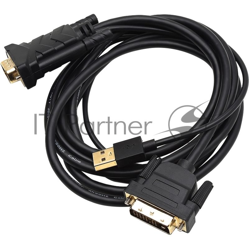 Кабель DVI-VGA 1.8 м ( DVI-D с чипом, черный, в пакете)