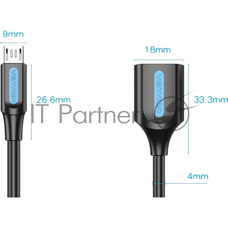 Адаптер переходник Vention OTG USB 2.0 AF/micro B 5pin - 0.15м
