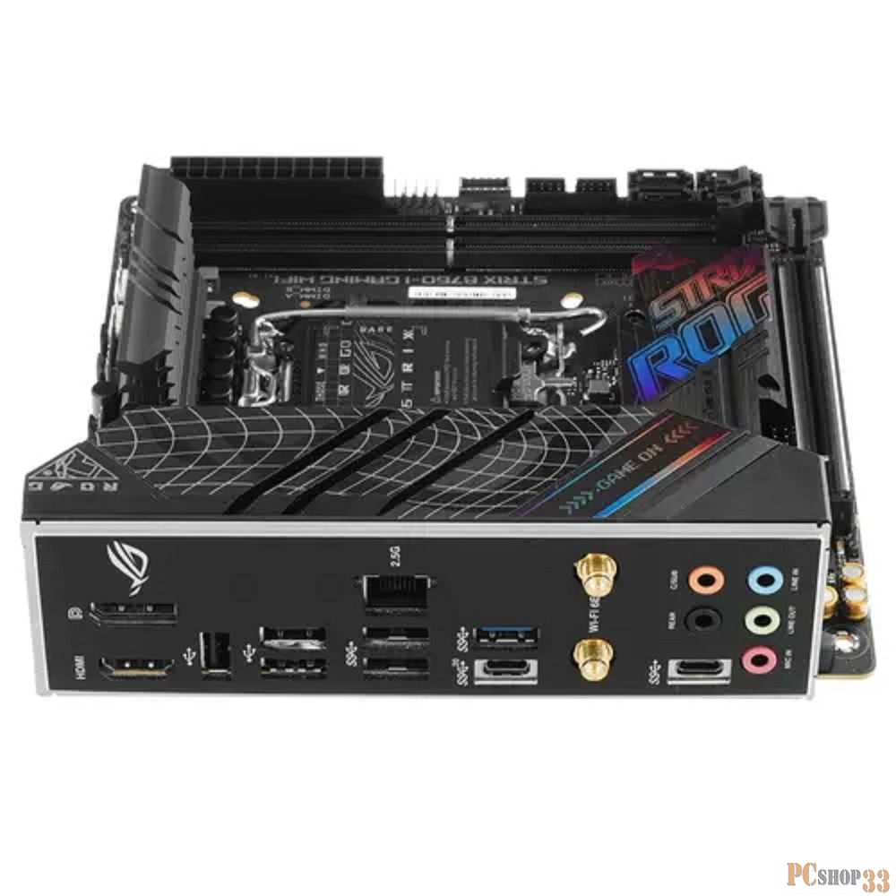Материнская плата Asus ROG STRIX B760-I GAMING WIFI Soc-1700 Intel B760 2xDDR5 mini-ITX AC`97 8ch(7.1) 2.5Gg RAID+HDMI+DP