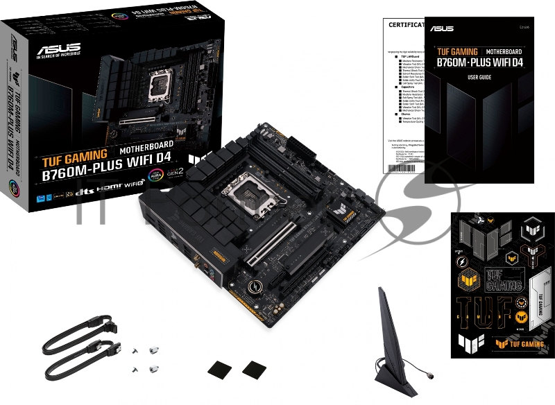 Материнская плата Asus TUF GAMING B760M-PLUS WIFI D4 Soc-1700 Intel B760 4xDDR4 mATX AC`97 8ch(7.1) 2.5Gg RAID+HDMI+DP