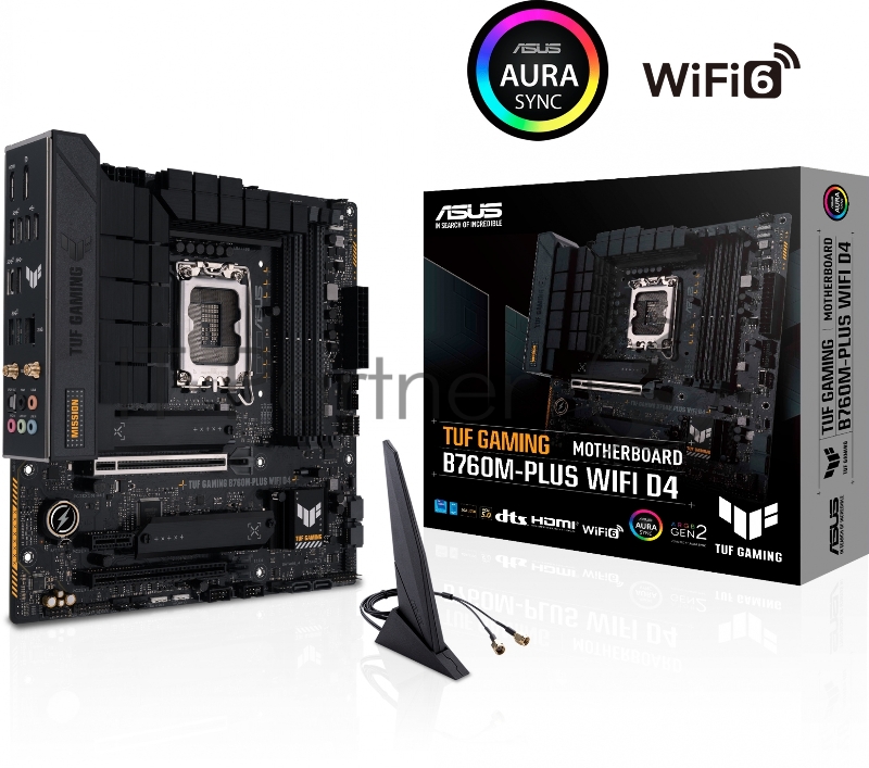 Материнская плата Asus TUF GAMING B760M-PLUS WIFI D4 Soc-1700 Intel B760 4xDDR4 mATX AC`97 8ch(7.1) 2.5Gg RAID+HDMI+DP