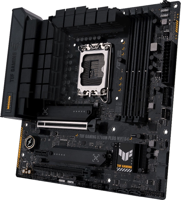 Материнская плата Asus TUF GAMING B760M-PLUS WIFI D4 Soc-1700 Intel B760 4xDDR4 mATX AC`97 8ch(7.1) 2.5Gg RAID+HDMI+DP