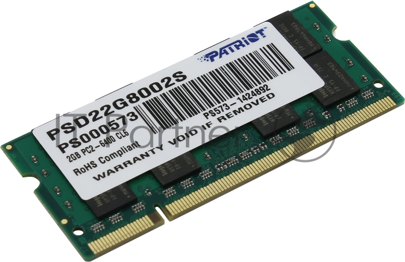 Модуль памяти Patriot SO-DIMM DDR2 2Gb 800MHz Patriot PSD22G8002S RTL PC2-6400 CL6 SO-DIMM 200-pin 1.8В