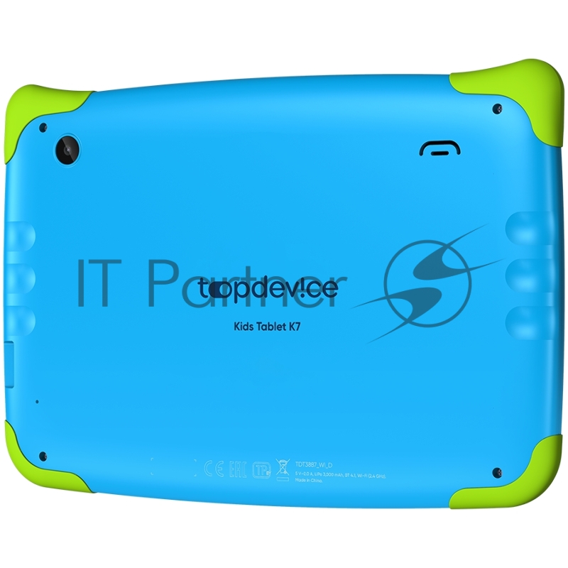 Планшет Topdevice Kids Tablet K7, 7.0 (1024x600) IPS display, Android 11 (Go edition) + HMS apps, up to 1.8GHz 4-core RK3566, 2/16GB, BT 4.1, WiFi, USB-C, microSD card slot, 0.3MP front cam + 2.0MP rear cam, 3000mAh bat, Blue