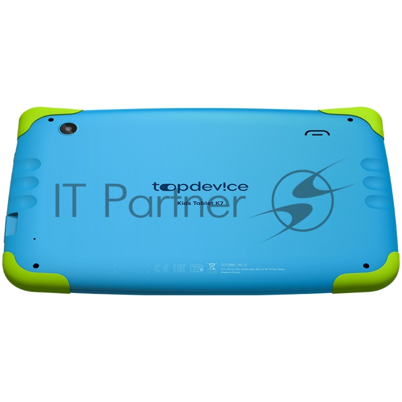 Планшет Topdevice Kids Tablet K7, 7.0 (1024x600) IPS display, Android 11 (Go edition) + HMS apps, up to 1.8GHz 4-core RK3566, 2/16GB, BT 4.1, WiFi, USB-C, microSD card slot, 0.3MP front cam + 2.0MP rear cam, 3000mAh bat, Blue