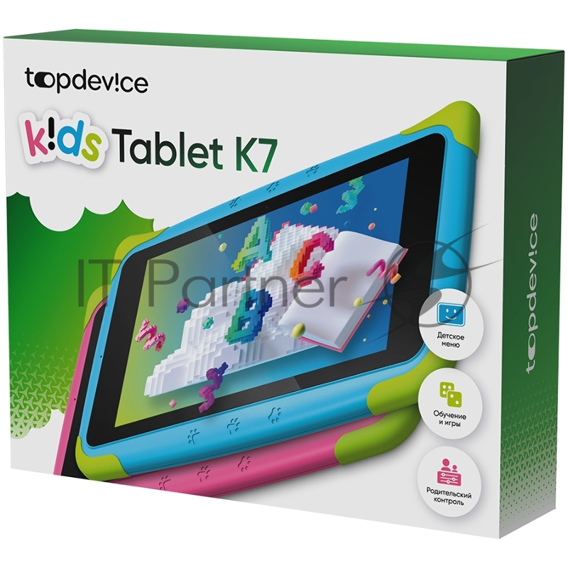 Планшет Topdevice Kids Tablet K7, 7.0 (1024x600) IPS display, Android 11 (Go edition) + HMS apps, up to 1.8GHz 4-core RK3566, 2/16GB, BT 4.1, WiFi, USB-C, microSD card slot, 0.3MP front cam + 2.0MP rear cam, 3000mAh bat, Blue