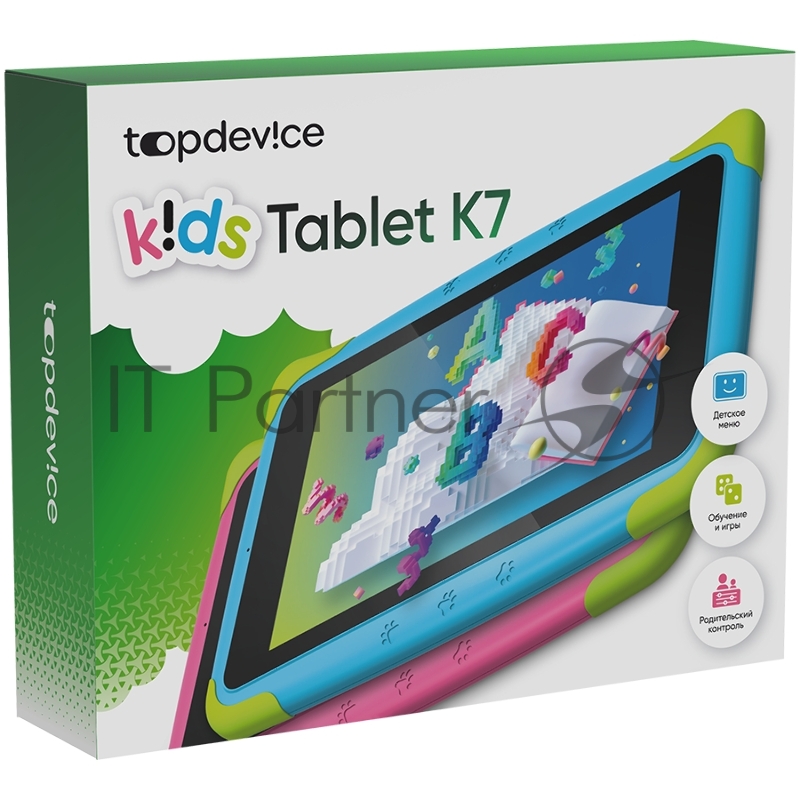 Планшет Topdevice Kids Tablet K7, 7.0 (1024x600) IPS display, Android 11 (Go edition) + HMS apps, up to 1.8GHz 4-core RK3566, 2/16GB, BT 4.1, WiFi, USB-C, microSD card slot, 0.3MP front cam + 2.0MP rear cam, 3000mAh bat, Blue