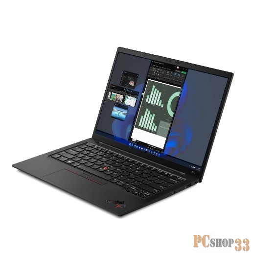 Ноутбук ThinkPad Ultrabook X1 Carbon Gen 10 14 2.2K (2240x1400) IPS AG, i7-1260P, 16GB LPDDR5 5200, 1TB SSD M.2, Intel Iris Xe, WiFi, BT, LTE, FPR, TPM2, IR&FHD Cam, 57Wh,65W USB-C,NoOS, 1Y, 1.12kg
