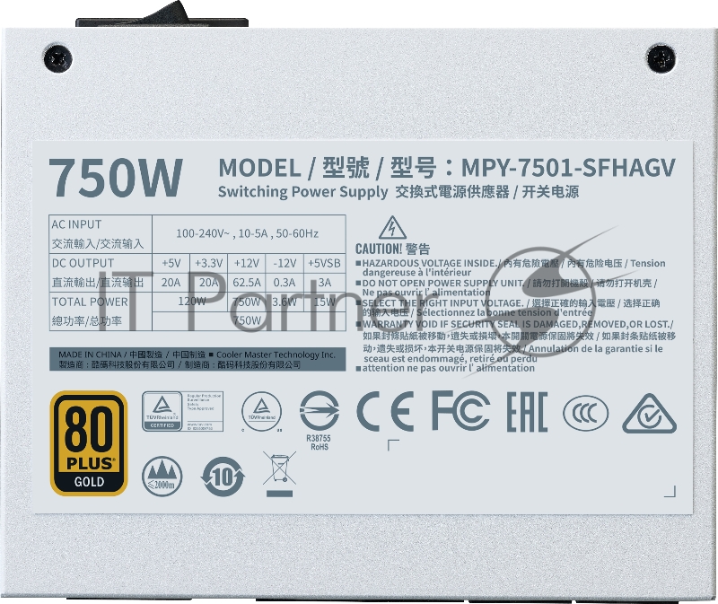 Power Supply Cooler Master V SFX Gold 750W White Case A/EU Cable