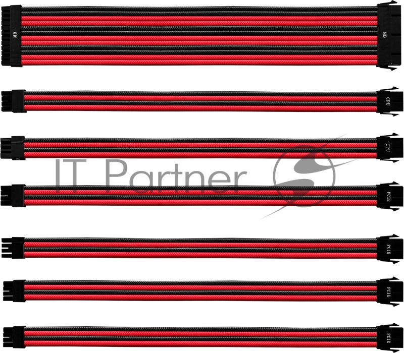 Cooler Master UNIVERSAL PSU EXTENSION CABLE KIT WITH PVC SLEEVING - Red & Black