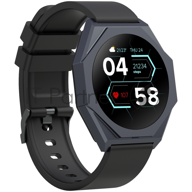 Смарт-часы CANYON Otto SW-86, Smart watch Realtek 8762DK LCD 1.3 LTPS 360X360px, TP G+F 1+gesture 192KB Li-ion polymer battery 3.7v 280mAh,Gun aluminum alloy case middle frame+plastic bottom case+black silicone srap+gun strap buckle.host:45.4*42.4*9.