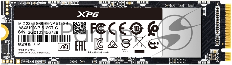 Накопитель SSD ADATA PCI-E x4 512Gb ASX8100NP-512GT-C XPG SX8100 M.2 2280