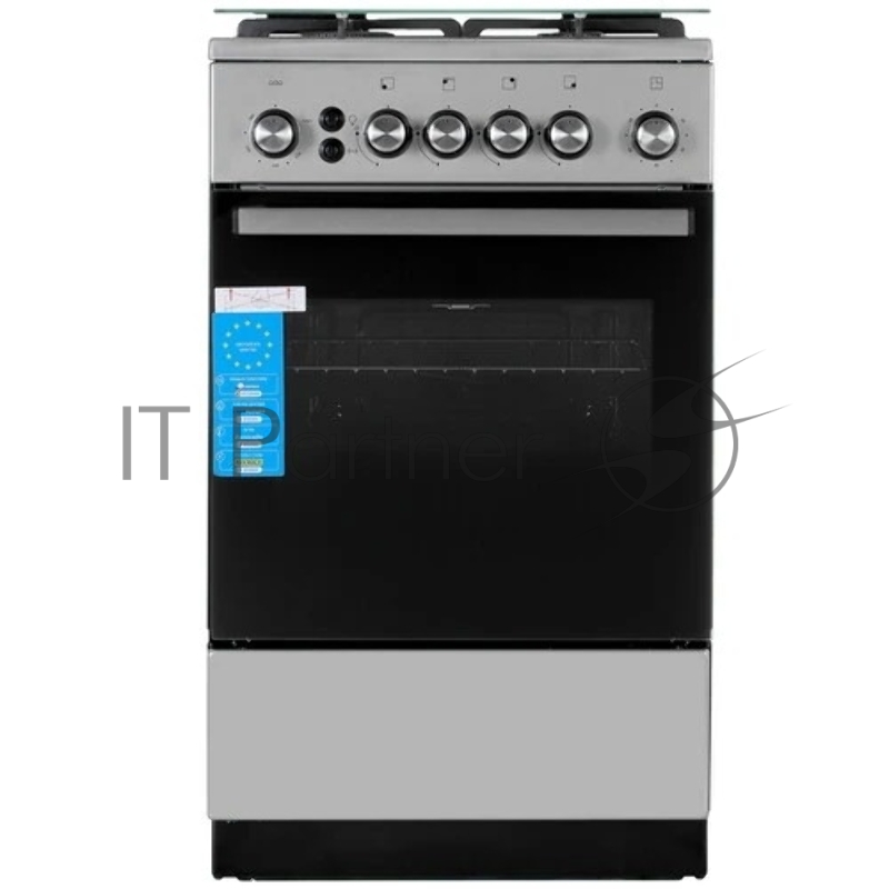 Газовая плита De Luxe 5040.40г(кр)чр 010 нержавеющая стальТипоразмер 50*50см, эл. розжиг в ручке рабочего стола и духового шкафа, терморегулятор, система газ-контроль рабочего стола и духового шкафа, газовый гриль, вертел с электр. приводом, таймер,