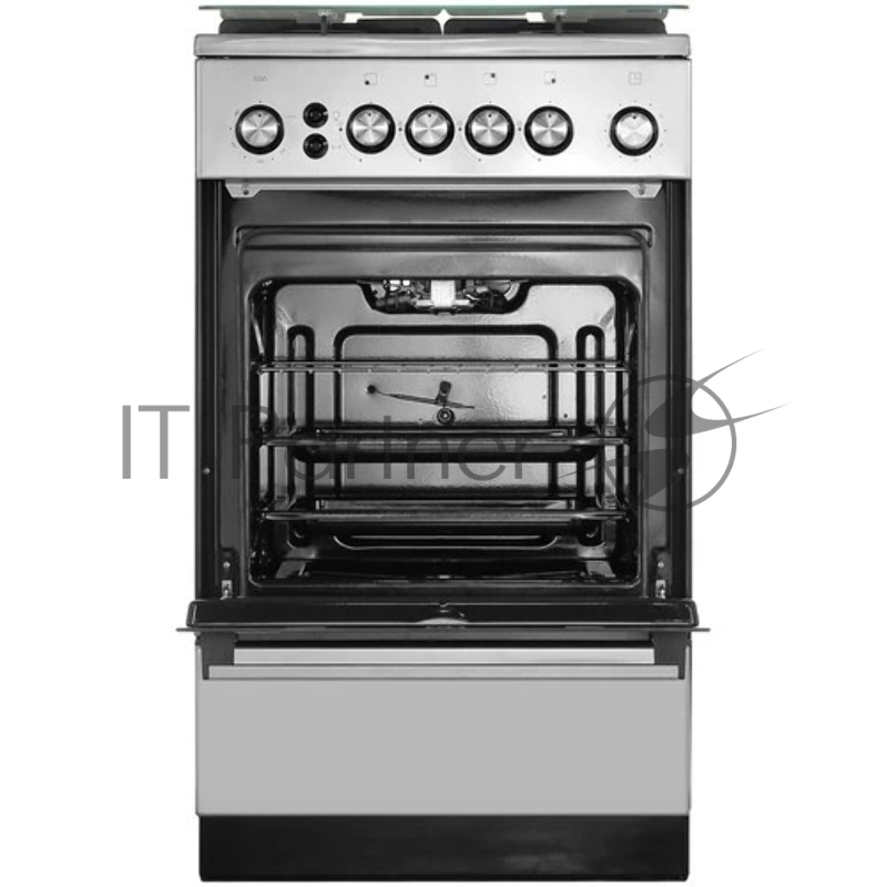 Газовая плита De Luxe 5040.40г(кр)чр 010 нержавеющая стальТипоразмер 50*50см, эл. розжиг в ручке рабочего стола и духового шкафа, терморегулятор, система газ-контроль рабочего стола и духового шкафа, газовый гриль, вертел с электр. приводом, таймер,