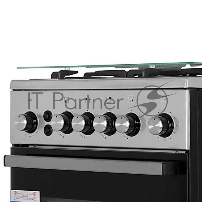 Газовая плита De Luxe 5040.40г(кр)чр 010 нержавеющая стальТипоразмер 50*50см, эл. розжиг в ручке рабочего стола и духового шкафа, терморегулятор, система газ-контроль рабочего стола и духового шкафа, газовый гриль, вертел с электр. приводом, таймер,