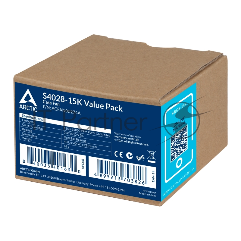 Вентилятор корпусной ARCTIC S4028-6K 5-Pack 250 - 6000 rpm Dual Ball Bearing 4-Pin Fan-Connector (ACFAN00273A)