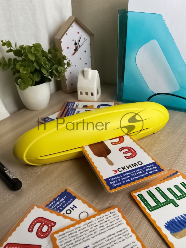 Ламинатор Heleos ЛМ-А4РЖ желтый/черный A4 (75-150мкм) 25см/мин (2вал.) лам.фото