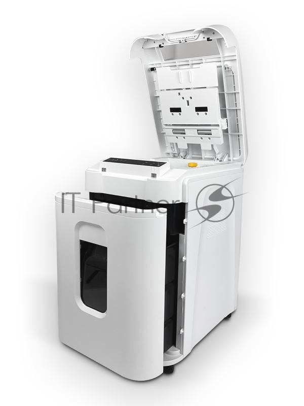 Шредер Heleos АП37-5 белый/белый с автоподачей (секр.P-5) фрагменты 220лист. 37лтр. скрепки скобы пл.карты