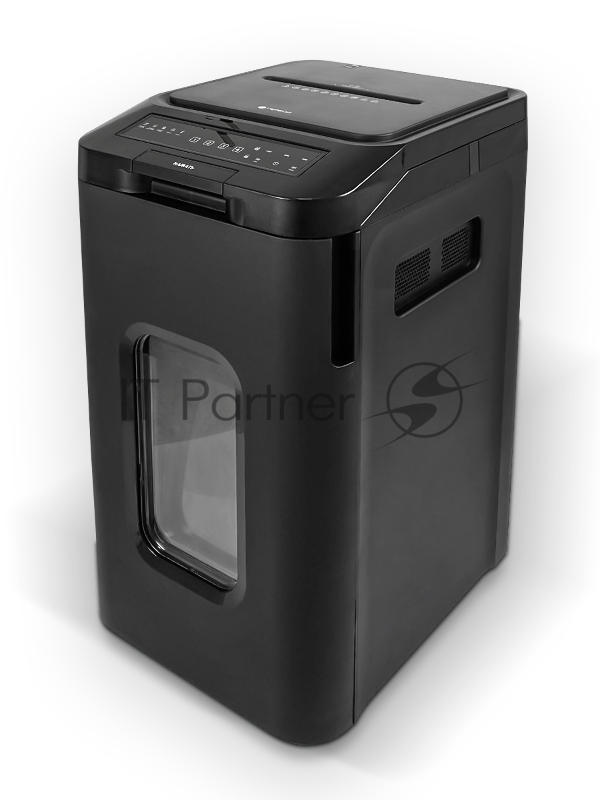 Шредер Heleos АП55-4 черный с автоподачей (секр.P-4) фрагменты 400лист. 55лтр. скрепки скобы пл.карты