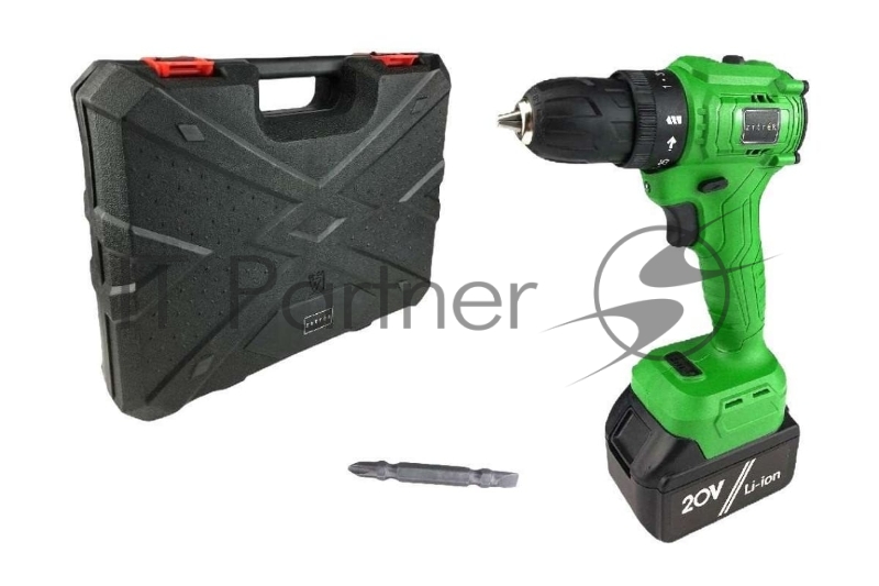 Дрель аккумуляторная бесщеточная Zitrek Greenpower 20 Pro { 20В, Li-ion аккум. 1шт, ЗУ, кейс, бита }