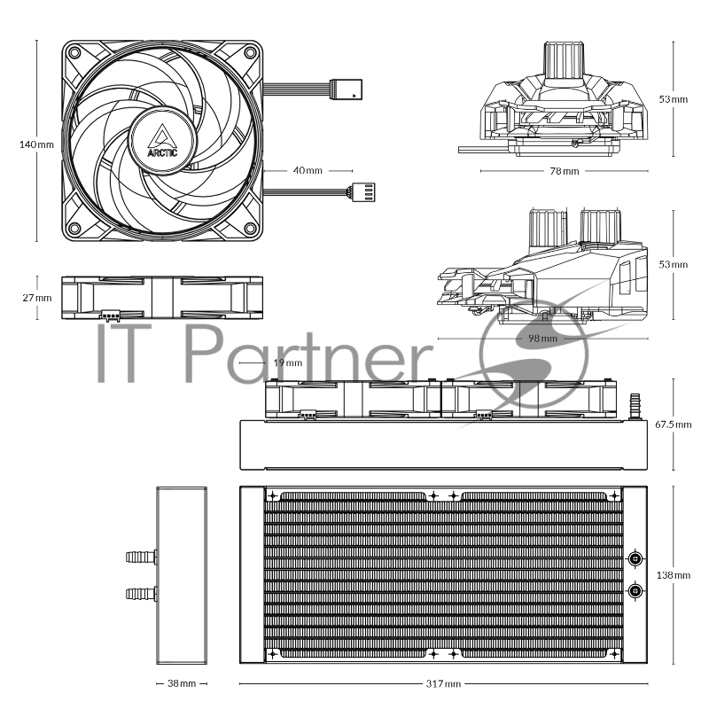 Система водяного охлаждения Arctic Liquid Freezer II-280 A-RGB Black Multi Compatible All-In-One CPU Water Cooler (ACFRE00106A)