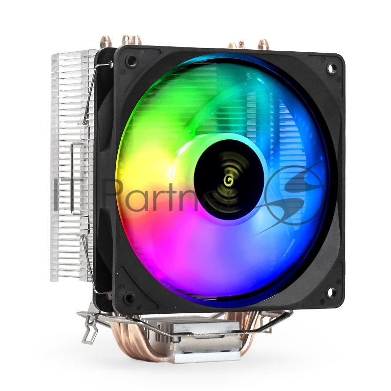 Кулер ExeGate Wizard EXX400V2-PWM.FRGB (Al+Cu, 4 тепл.трубки, LGA775/1150/1151/1155/1156/120 TDP 140W, Fan 120mm, PWM, 800-2400RPM, Hydro bearing, 4pin, 11-24db, 585г, FRGB подсветка, с термопастой, на