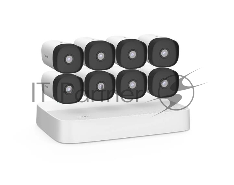 Комплект видеонаблюдения K8P-4TR с PoE на 8 каналов: видеорегистратор PoE HD и 8 цилиндрических камер PoE HD