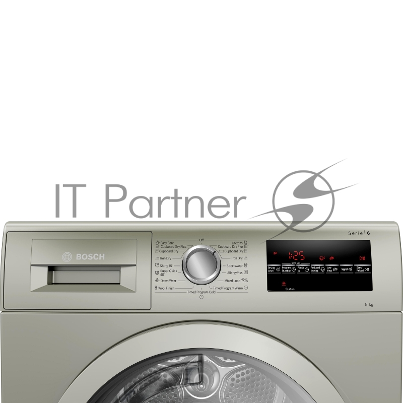 Сушильная машина Bosch WTG8641XME .84.2 x 59.8 x 63.6 см, 8 кг, класс энергопотребления B, конденсационный , серебристый цвет