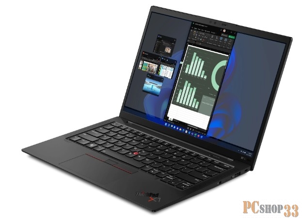 Ноутбук ThinkPad Ultrabook X1 Carbon Gen 10 14 2.2K (2240x1400) IPS AG, i7-1260P, 32GB LPDDR5 5200, 1TB SSD M.2, Intel Iris Xe, WiFi, BT, LTE, FPR, TPM2, IR&FHD Cam, 57Wh, 65W USB-C Slim, NoOS, 1Y, 1.12kg