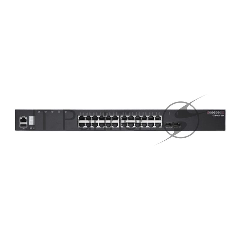 Коммутатор ECS4620-28T Edge-corE 24 x GE + 2 x 10G SFP+ ports + 1 x expansion slot (for dual 10G SFP+ ports) L3 Stackable Switch, w/ 1 x RJ45 console port, 1 x USB type A storage port, RPU connector, fan-less design, Stack up to 4 units