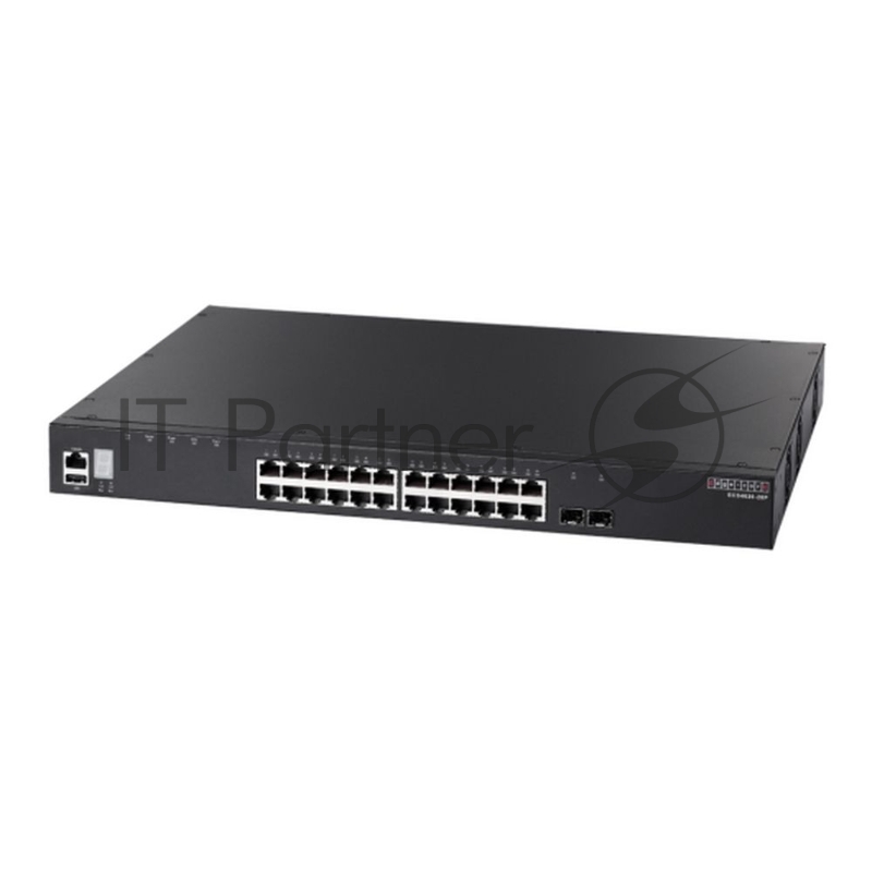 Коммутатор ECS4620-28P Edge-corE 24 x GE + 2 x 10G SFP+ ports + 1 x expansion slot (for dual 10G SFP+ ports) L3 Stackable Switch, w/ 1 x RJ45 console port, 1 x USB type A storage port, RPU connector, Stack up to 4 units,PoE Budget max. 410W