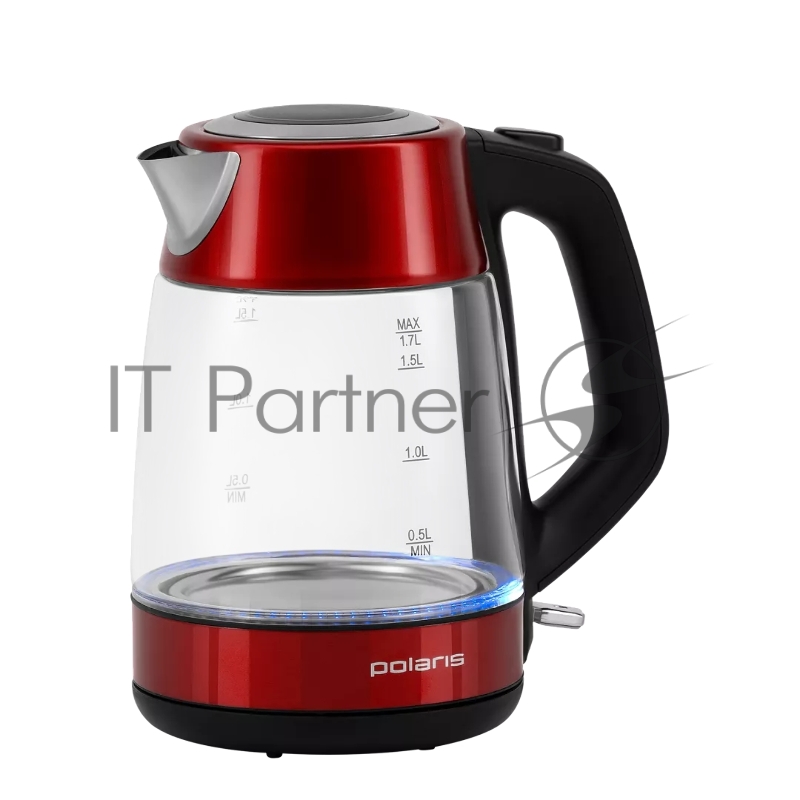 Чайник электрический Polaris PWK 1760CGL 1.2л. 2200Вт красный (корпус: пластик/стекло)