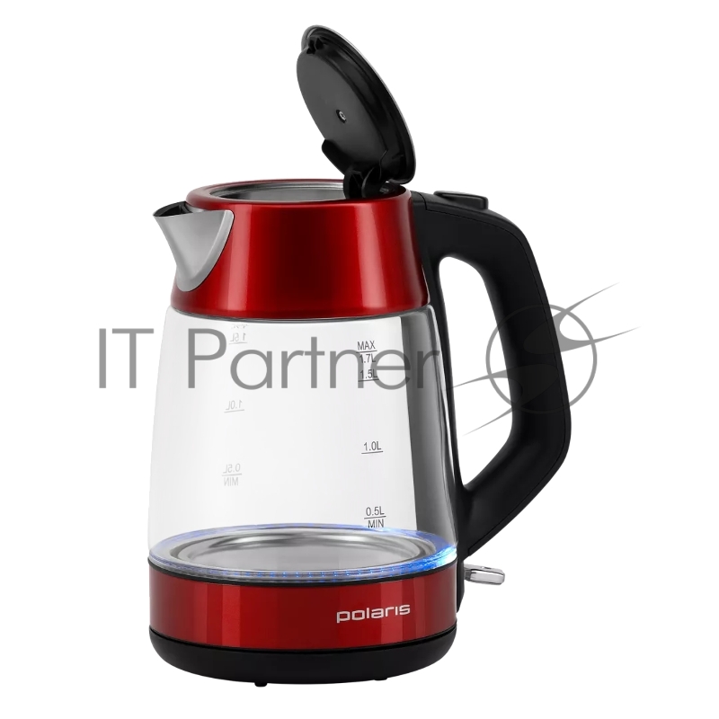 Чайник электрический Polaris PWK 1760CGL 1.2л. 2200Вт красный (корпус: пластик/стекло)