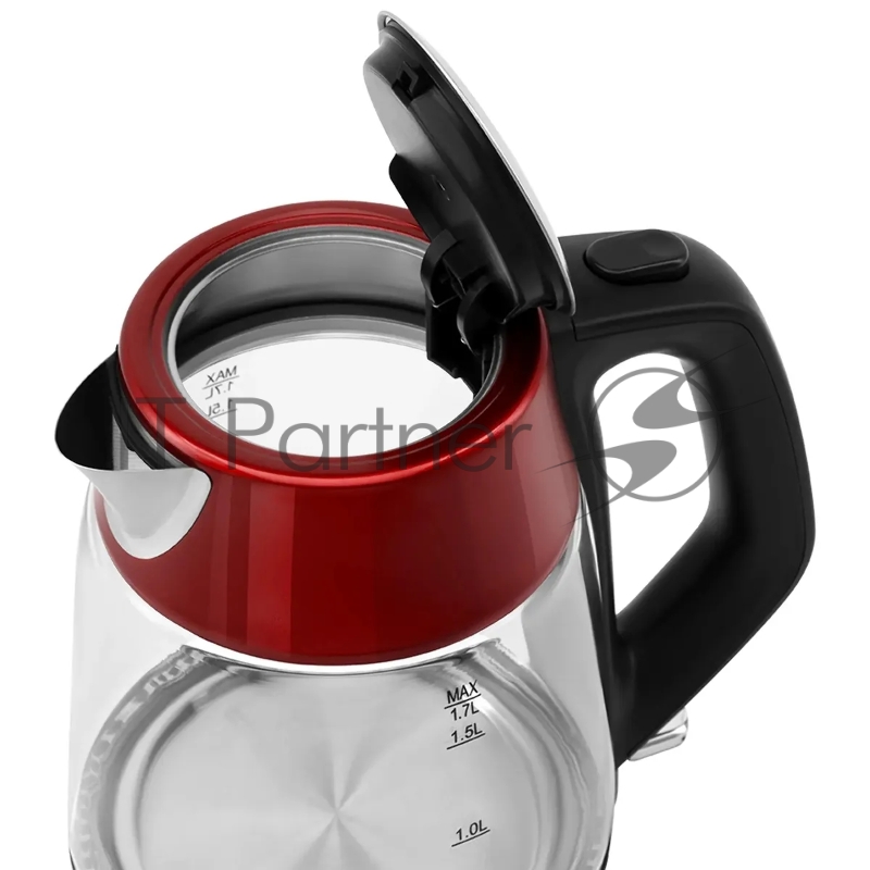 Чайник электрический Polaris PWK 1760CGL 1.2л. 2200Вт красный (корпус: пластик/стекло)