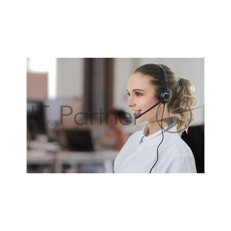 Проводная бинауральная гарнитура VT, HD звук, Эффективное шумоподавление (до 90%), Разъем QD (переходник QD-RJ9 в комплекте).