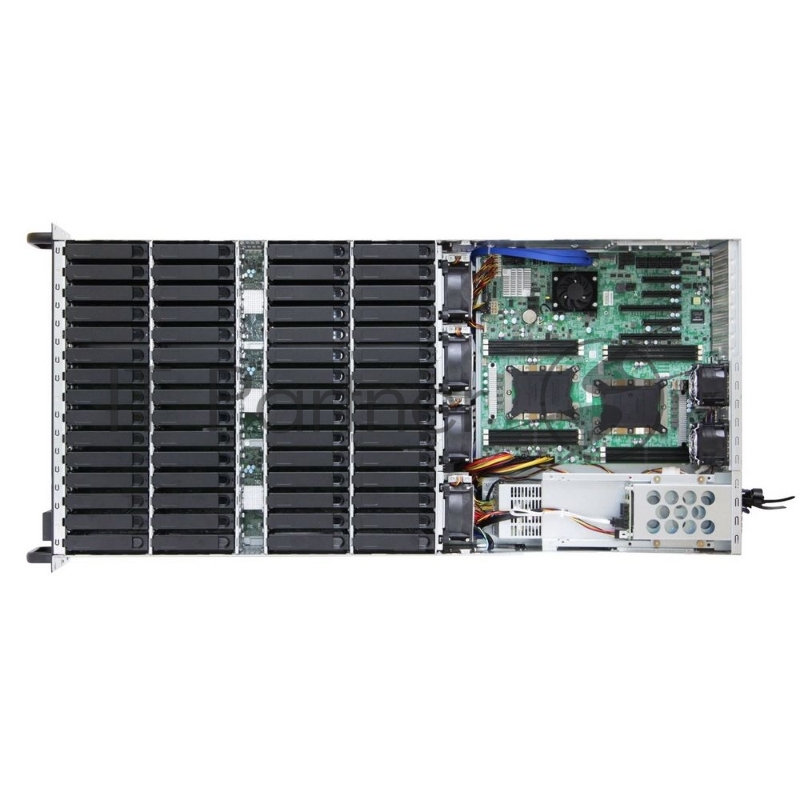 Корпус AIC RSC-4H_XE1-4H000-06, 4U 60-bay storage server chassis,3x20-port 12G EOB backplane, 1600W CRPS redundant power supply(100 -240V),2xhot-swap OS,4x hot-swap 8038 fans,rear 6x2.5 SATA/SAS+ 4xNVMe external hot-swap drive bays,25 slide raiI pall
