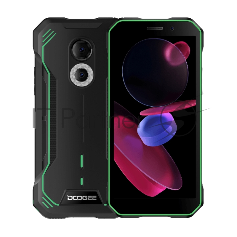 Смартфон Doogee S51 Vibrant Green, 15,2 cm (6) 720x1440, 2.0GHz, 8 Core, 4GB RAM, 64GB, up to 512GB flash, 12Mpix+2Mpix/8Mpix, 2 Sim, 2G, 3G, LTE, BT v5.0, Wi-Fi, GPS, Type-C, 5180mAh, Android 12, 266 г, 167,4 ммx81.4 ммx14,6 мм
