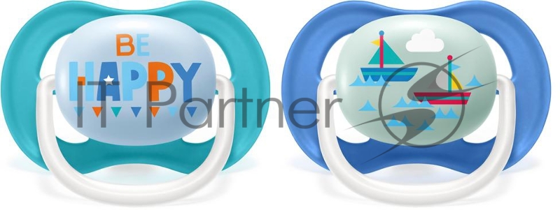 Пустышка ultra air Lime, Be happy/Кораблик, 6-18 мес, 2 шт, для мальчиков