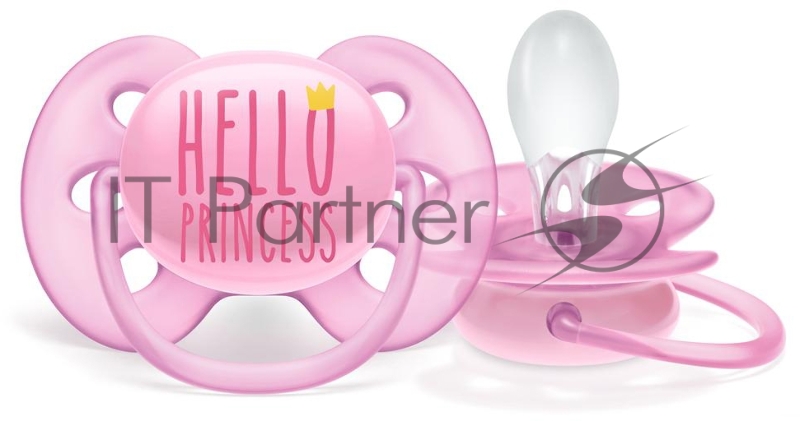 Пустышка ultra soft, Hello princess, 6-18 мес, 1 шт, для девочек