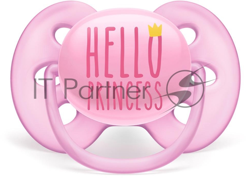 Пустышка ultra soft, Hello princess, 6-18 мес, 1 шт, для девочек