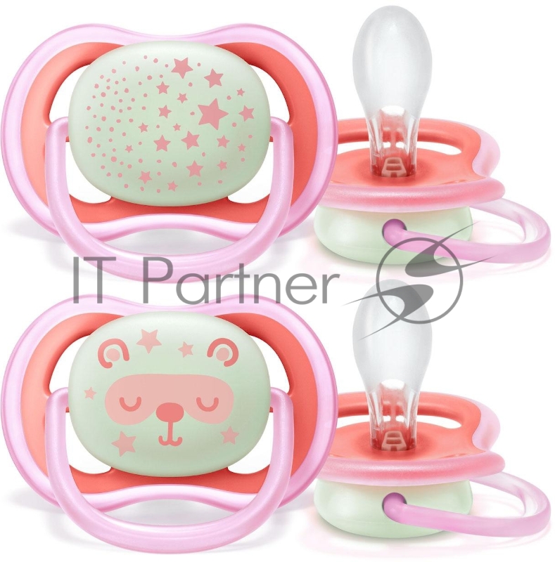 Пустышка 6-18M, 2 шт НОЧНАЯ для девочки