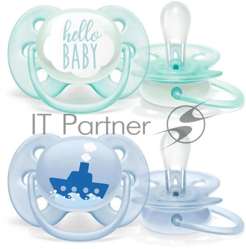 Пустышка ultra soft, Hello/Корабль, 0-6 мес., 2 шт, для мальчиков