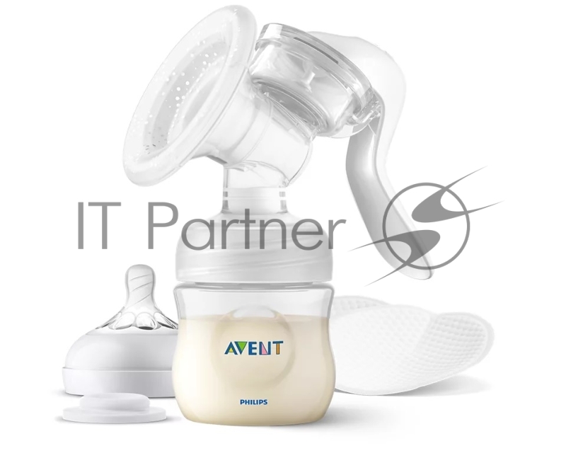 Ручной молокоотсос. В комплекте: 1 ручной молокоотсос, соска серии Natural, фиксирующее кольцо, крышка для транспортировки