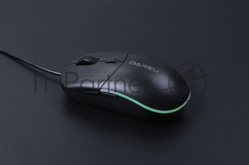 Мышь проводная Dareu LM121 Black (черный), DPI 800/1600/2400/6400, подсветка RGB, размер 116x35x60мм, 1,8м