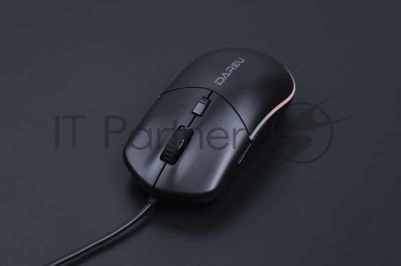 Мышь проводная Dareu LM121 Black (черный), DPI 800/1600/2400/6400, подсветка RGB, размер 116x35x60мм, 1,8м