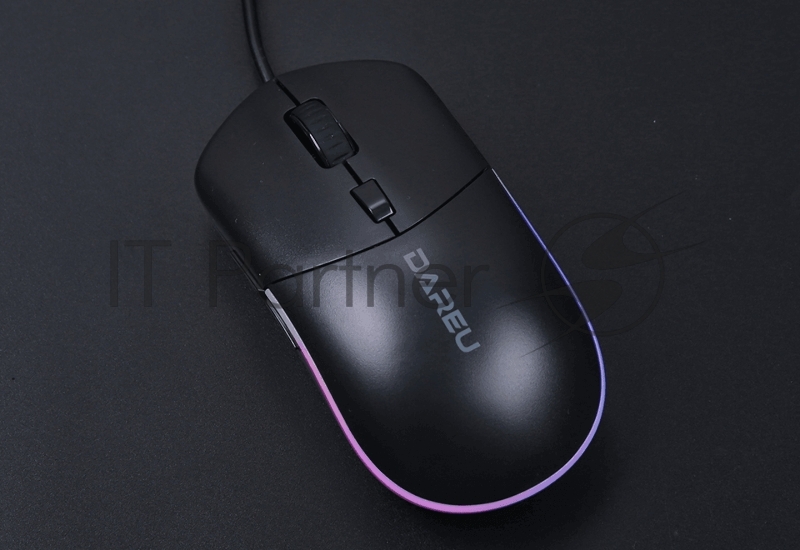 Мышь проводная Dareu LM121 Black (черный), DPI 800/1600/2400/6400, подсветка RGB, размер 116x35x60мм, 1,8м