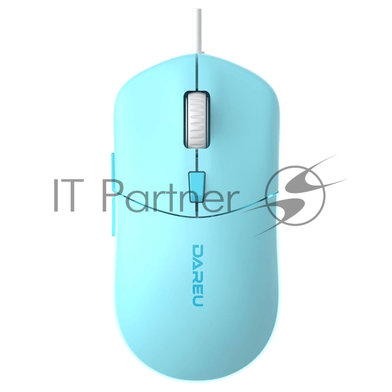 Мышь проводная Dareu LM121 Blue (голубой), DPI 800/1600/2400/6400, подсветка RGB, размер 116x35x60мм, 1,8м
