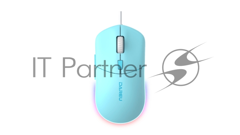 Мышь проводная Dareu LM121 Blue (голубой), DPI 800/1600/2400/6400, подсветка RGB, размер 116x35x60мм, 1,8м